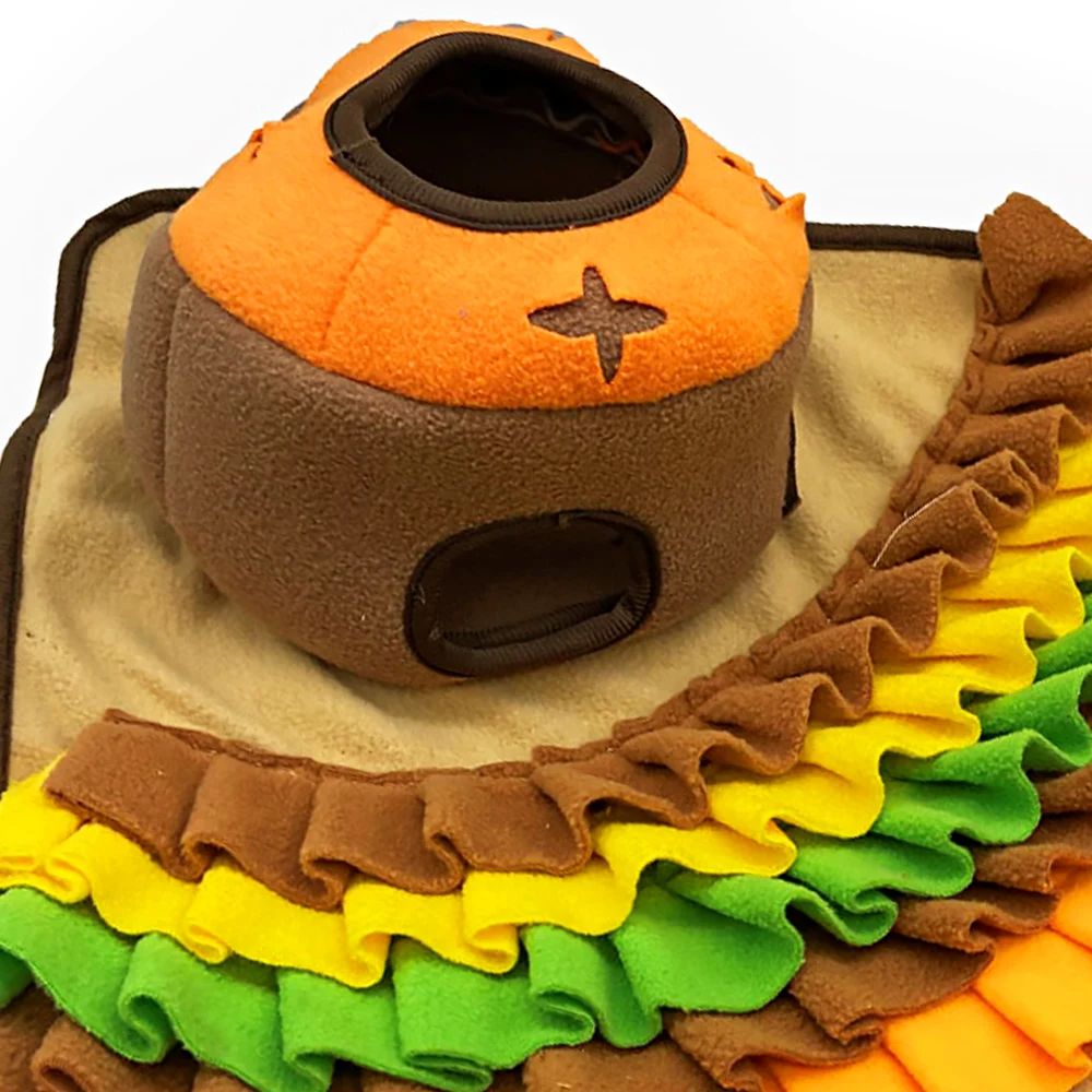 Pet Snuffle Mat Hedgehog Puzzle Toy Large Mat with Squeaky Mushrooms Portable Indoor Dog Mat for Foraging Skills & Stress Relief