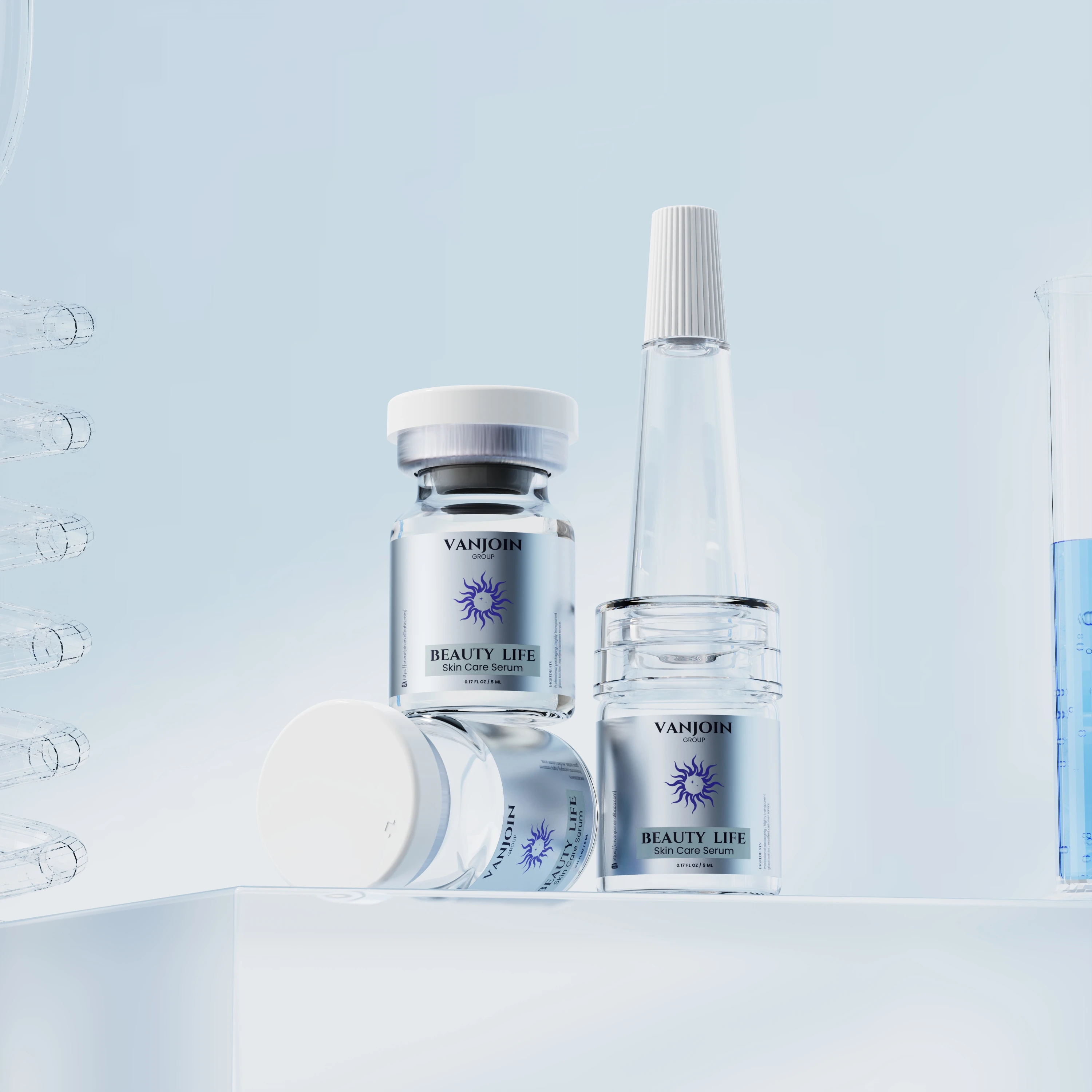 custom 10-pack 5ml empty glass vials high quality luxury 0.17oz skin care serum set with customized gift box packaging