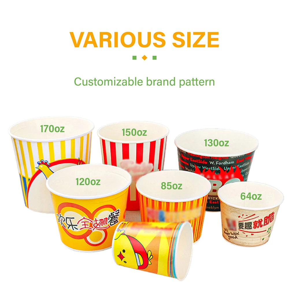 ZJPACK New Arrival Wholesale Custom Food Grade Products Fried Chicken Bucket With Logo 32OZ-170OZ