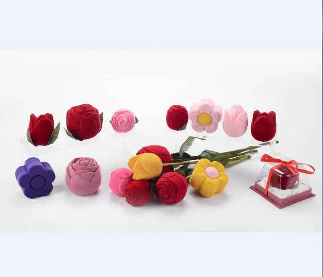 Best velvet carton apple ring diamond earring holder jewelry packing box