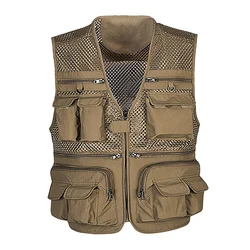 Mens Summer Outdoor Work Safari Fishing Travel Photo Lightweight Vest with Multi-Pockets