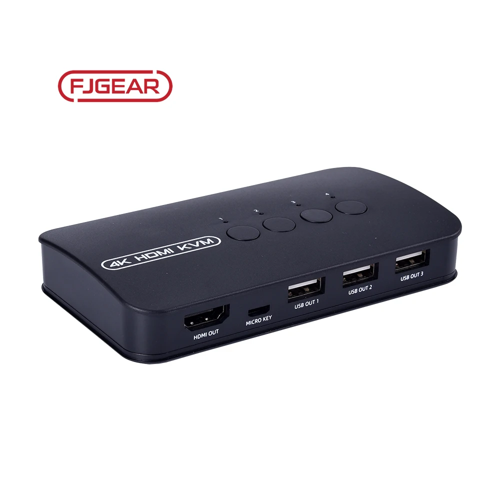FJ-HK401 Fjgear Manual Rapid Driver-Free,Plug And Play 2 Port Hdmi Kvm Switch With Audio Switcher