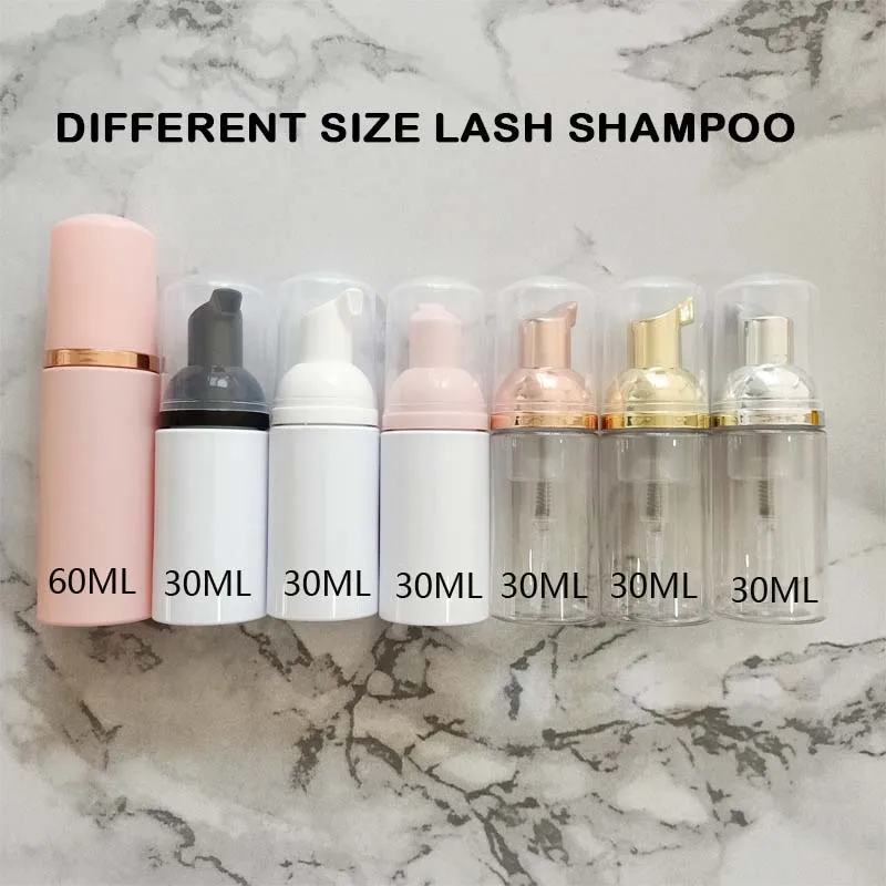 clear strawberry vegan box for lash shampoo brush with stand 60ml bottles gel blank lashes shampoo kit
