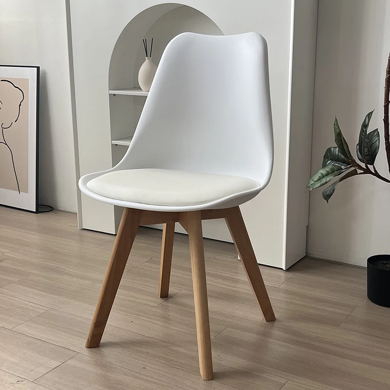 Customized Mid Century Modern Kitchen Chairs Dining White Plastic Dining Chair With Wood Legs