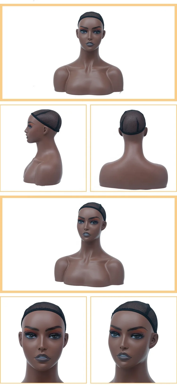 New design Smiling Face realistic Female Mannequin Head Bust Mannequin For Wigs Display