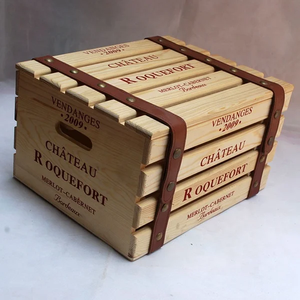 Unique Shape Antique European Style Cheap Unfinished Wooden Wine Box For Packing