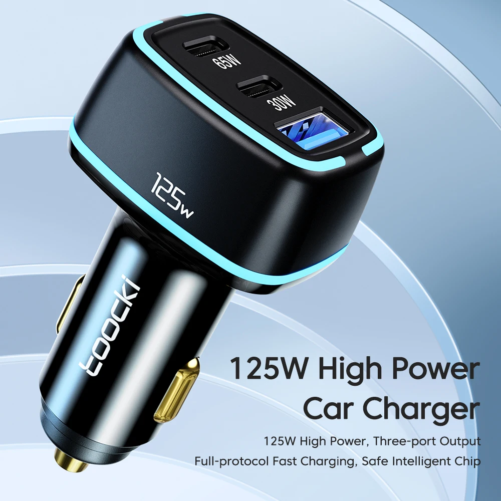 Toocki High Efficiency 130W car charger the palm-sized body makes it easy to carry and store