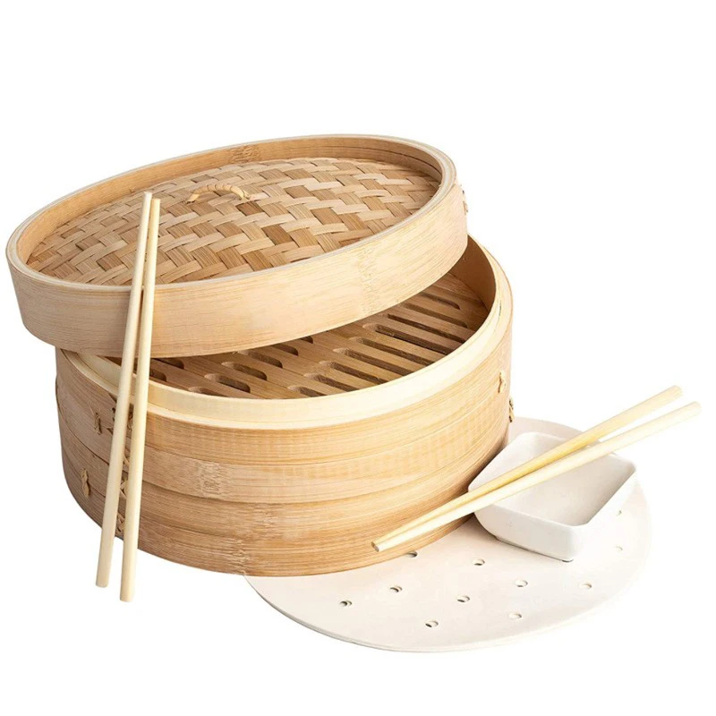 direct sales wholesale chinese bamboo steamer 10 inch basket  bamboo steamers for cooking