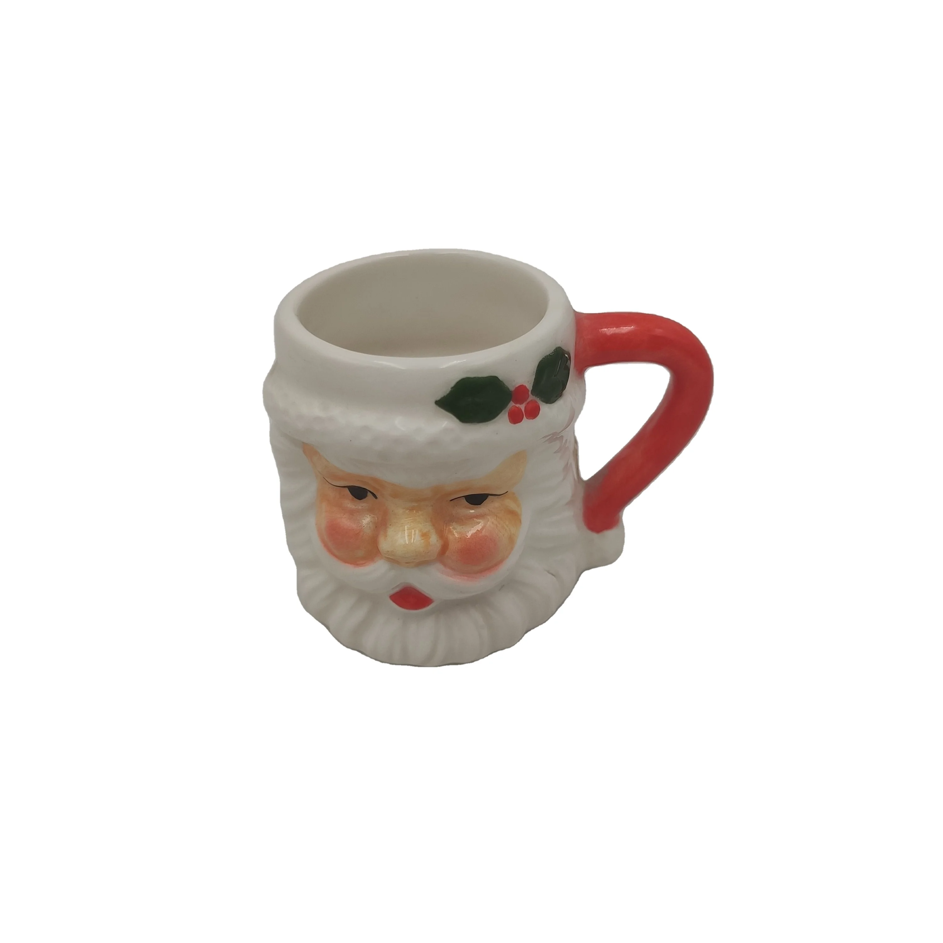 Christmas supplies embossed mini Vintage santa head 3 oz small mousse mug cup