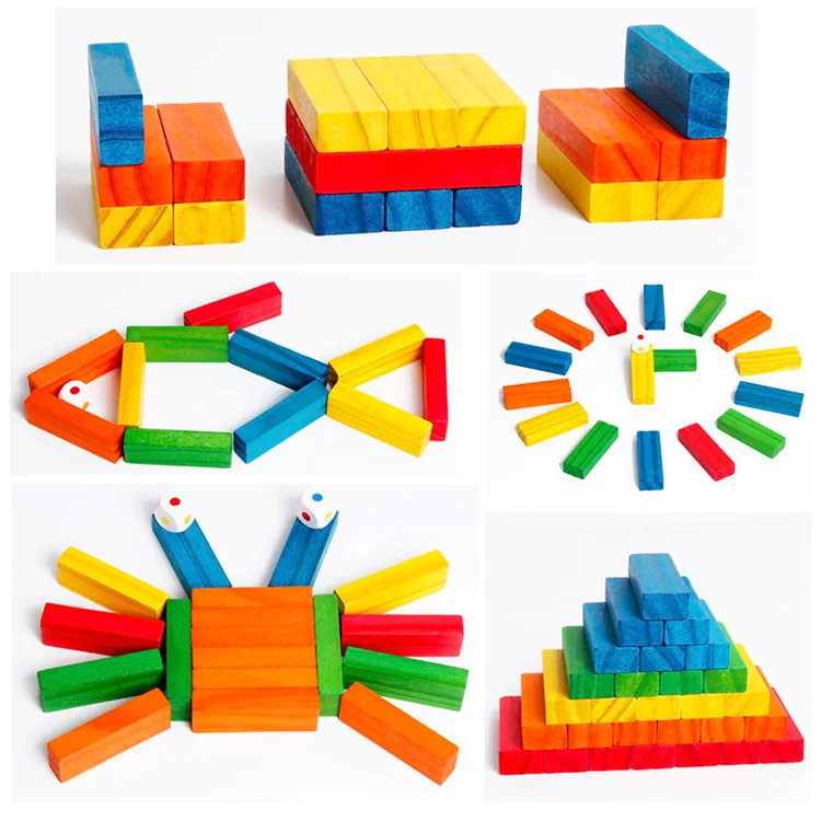 54 PCS Pine Wooden Stacking Timber Game American Flag Giant Tumble Tower Blocks Indoor Outdoor Stacking Yard Game for Kids