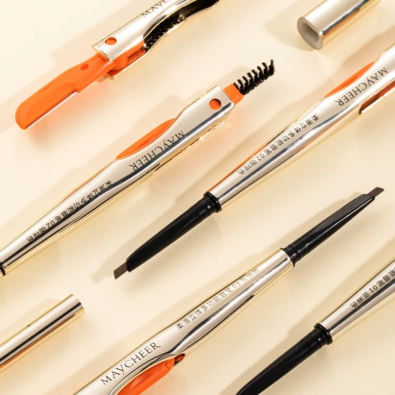 Maycheer Trending Eye Brow Pen Custom Logo Multifunction New Natural Slim Eyebrow Vegan Waterproof Double Head 3 Colors Pencil