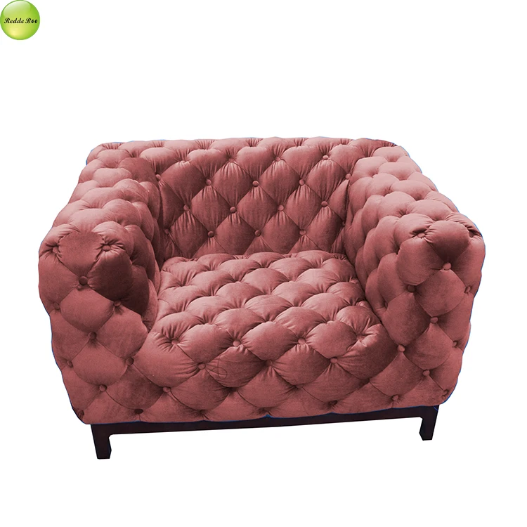 Button sofa, italian single chair, sofa cushion for hotel with soild wood legs