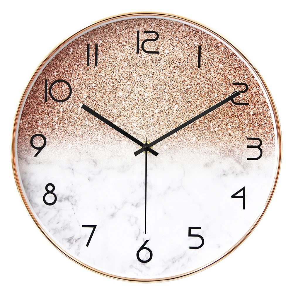 Custom Pattern New Creative Fashion Gradient Color Wall Clock Round Digital Clock Bedroom Living Room Silent Wall Clock