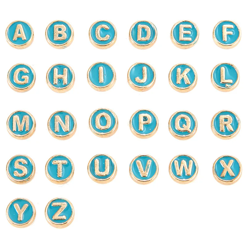 Gold Lined Enamel Letter Beads Oil Drop Alphabet Symbol Bead A-Z Alphabet Letter Charms For Bracelet Necklace Jewelry Making DIY