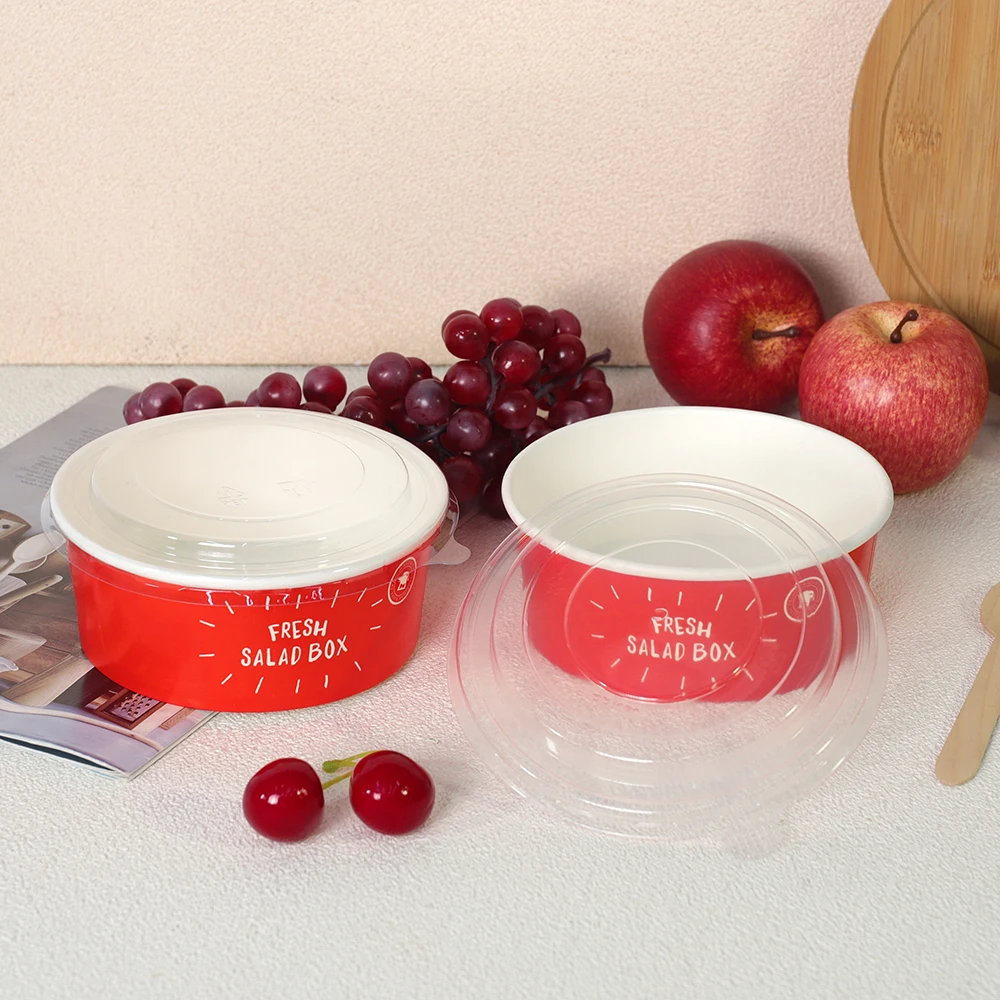 Custom Printed Disposable Biodegradable Kraft Paper Bowl White Paper Round Bowl for Soup Bowl for Salad