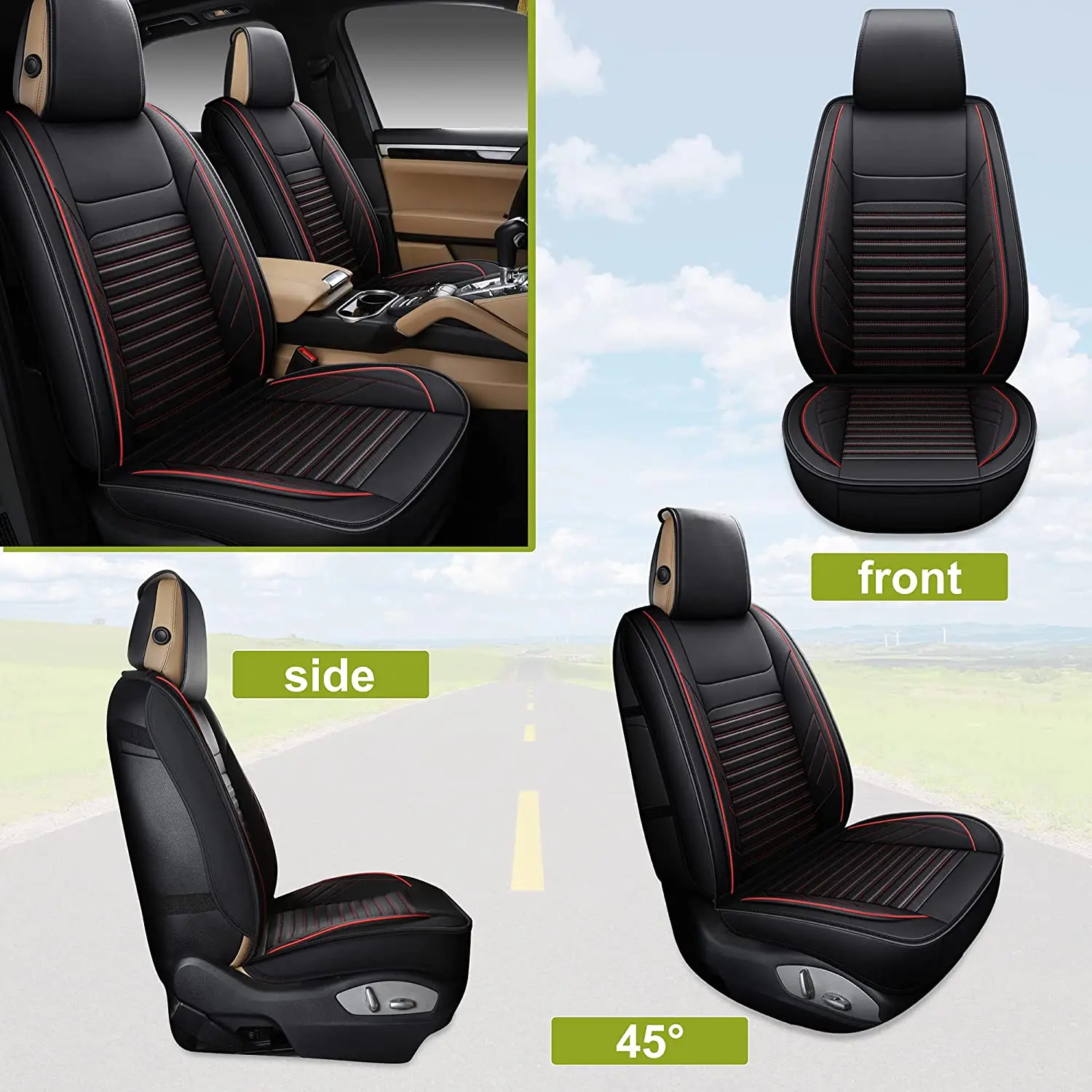 Universal Full Cover Leather Car Seats Cover Waterproof Original Seat Protector with Pockets for Car Seat