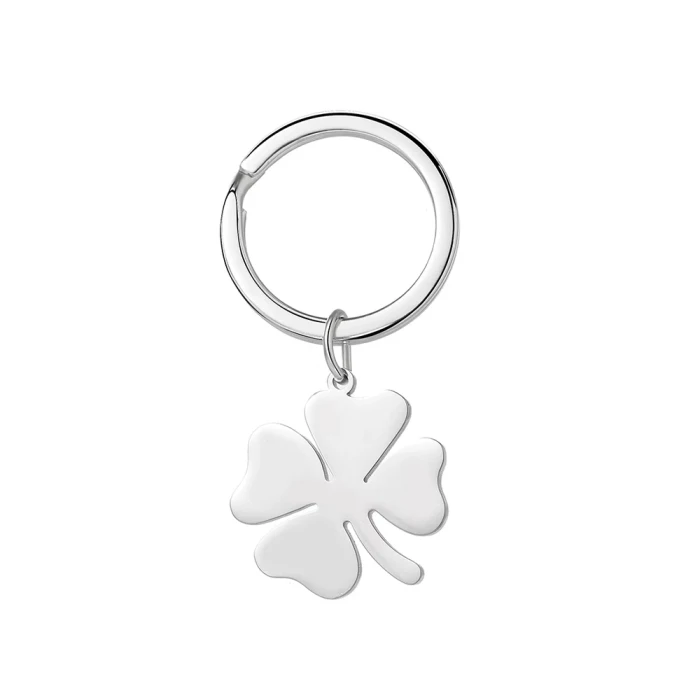 Брелок для ключей Lucky символ четырехлистного клевера ювелирные изделия зеркальная полировка гравировка на заказ чистый брелок из нержавеющей стали с четырьмя листьями