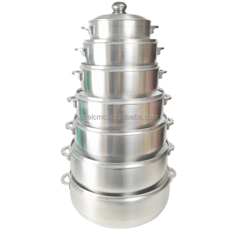 Best-selling kitchen 7-piece Aluminum cookware set Cooking pot with aluminum LIDS Polished and polished aluminum casserole set