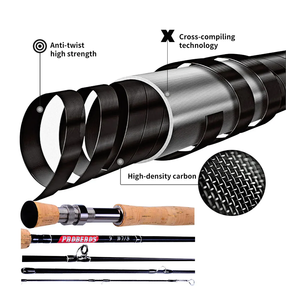OEM Fly fishing rod 9ft 2.7m 4sections high Carbon Fiber Blanks Double Handed Fly Fishing Rod ready to ship