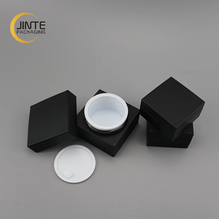 Low Profile 0.5oz 1oz 2oz  Cosmetic Container Matte Black Square Acrylic Jar for Facial Cream 15ml 30ml 50ml UV Nail Gel Jar