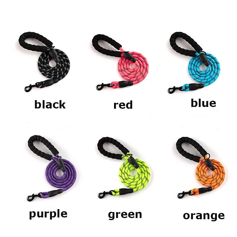 
High quality Eco-Friendly nylon round colorful rope leash lead for pet dog 