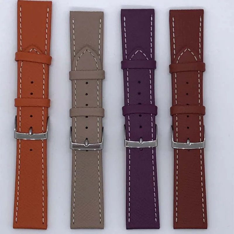 Good Quality Italian Original Genuine Fashionable Changeable Black Handicafted Grain Epson Leather Watch Strap