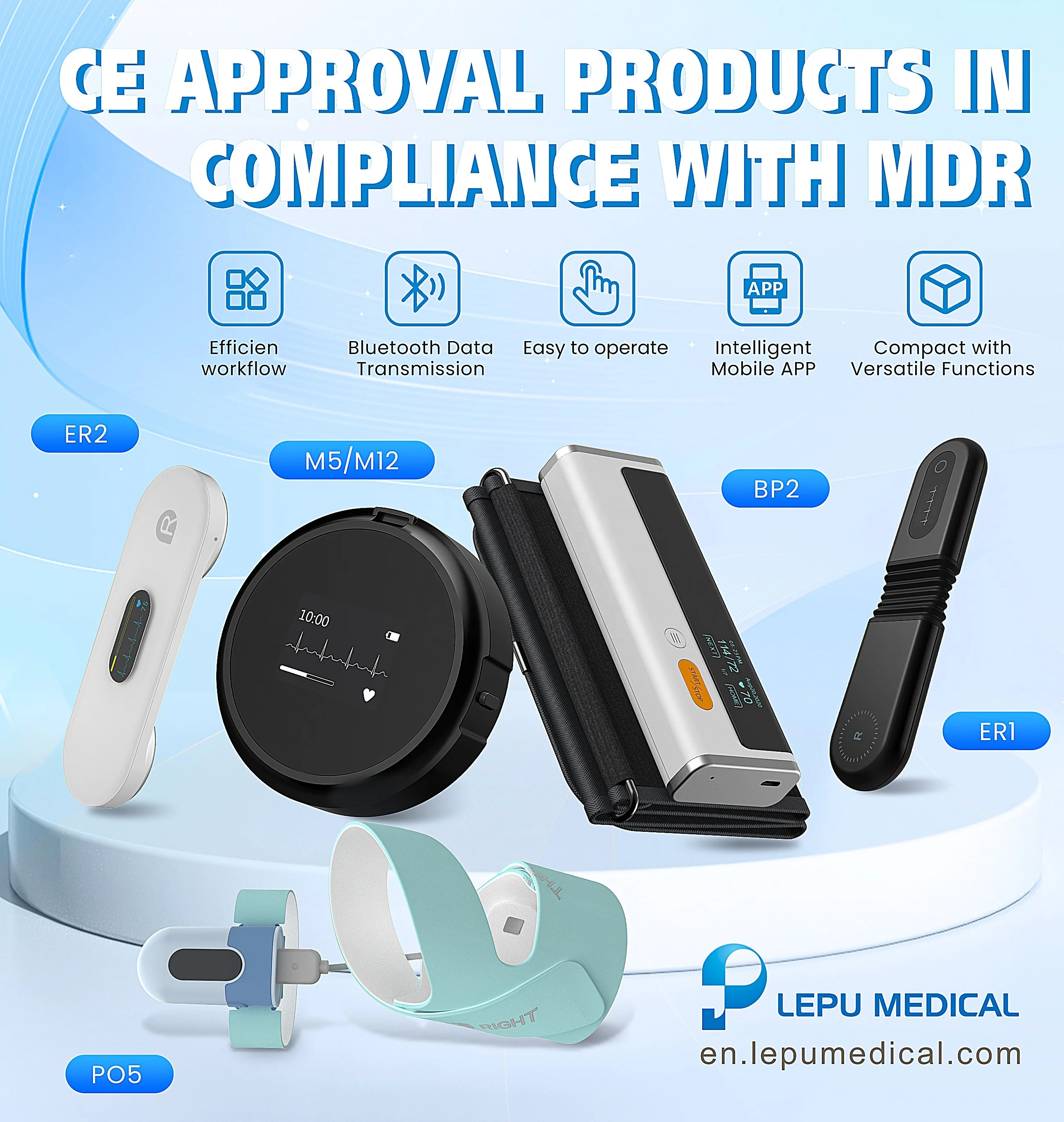 LEPU Medical ECG Holter 72 Hours Real-time Dynamic ECG Recorder Wireless ECG Monitor