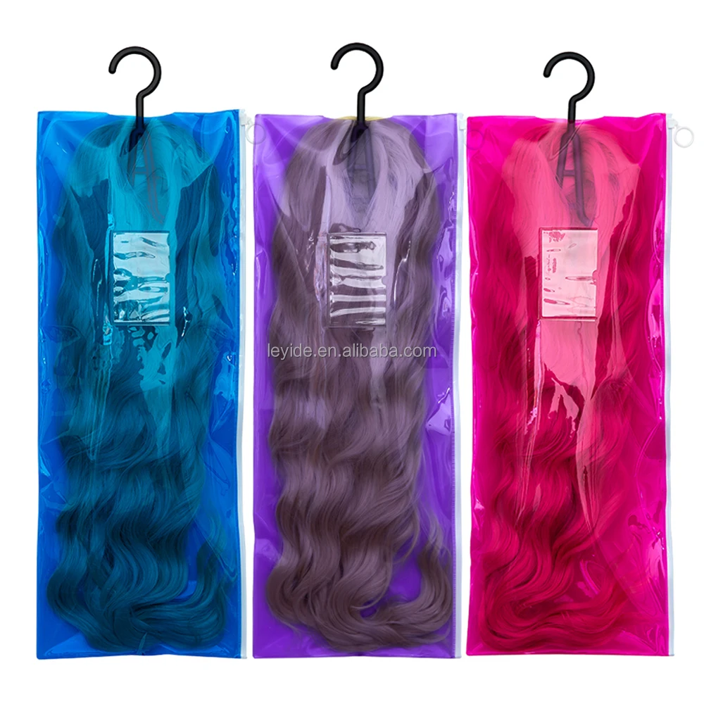 New Arrival Custom Logo Wig Hanger Hair Extension Carrier Storage Case Wig Stand DustProof Cover Storage Bag with Plastic Hanger