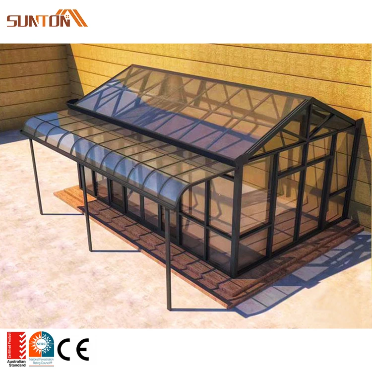 Custom outdoor metal aluminium sunrooms glasshouse set design modern winter garden aluminum frame glass sunrooms & glass houses