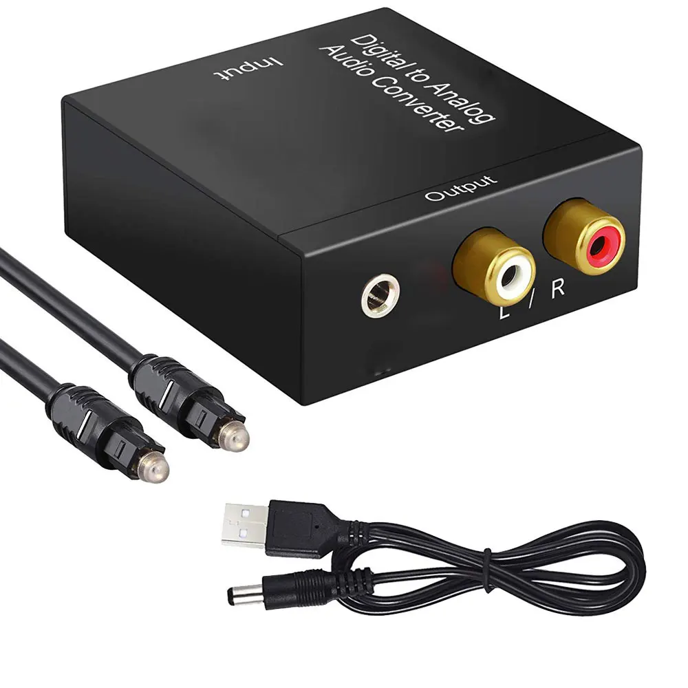 Digital to analog audio converter 3.5 volume adjustment fiber coaxial to analog 5.1 audio decoder