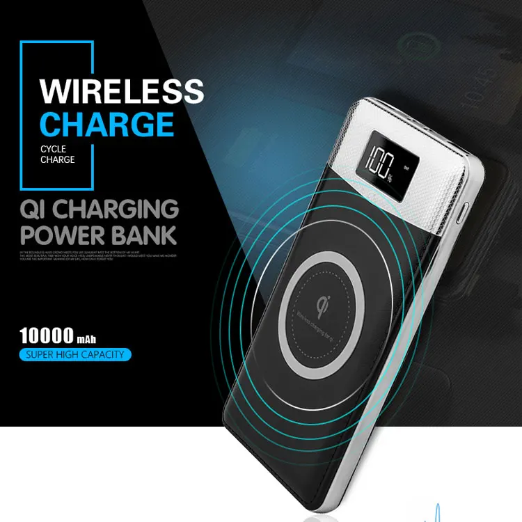 high quality for phone wireless power bank 10000mah led light battery charger power bank  portable charger power bank