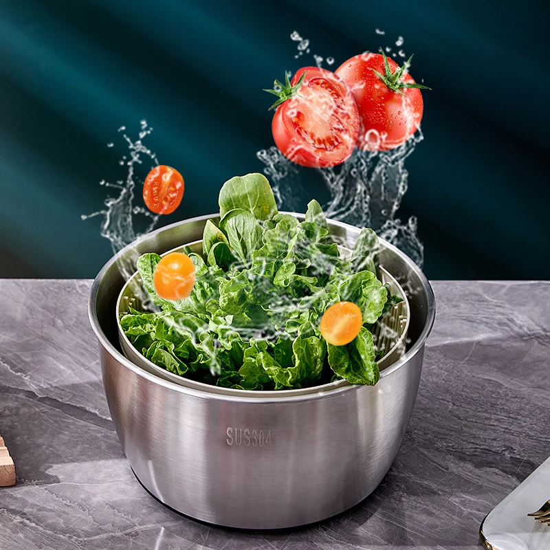 Hot selling fruit & vegetable tools commercial salad spinner 5L large salad spinner stainless steel vegetable spinner for salad