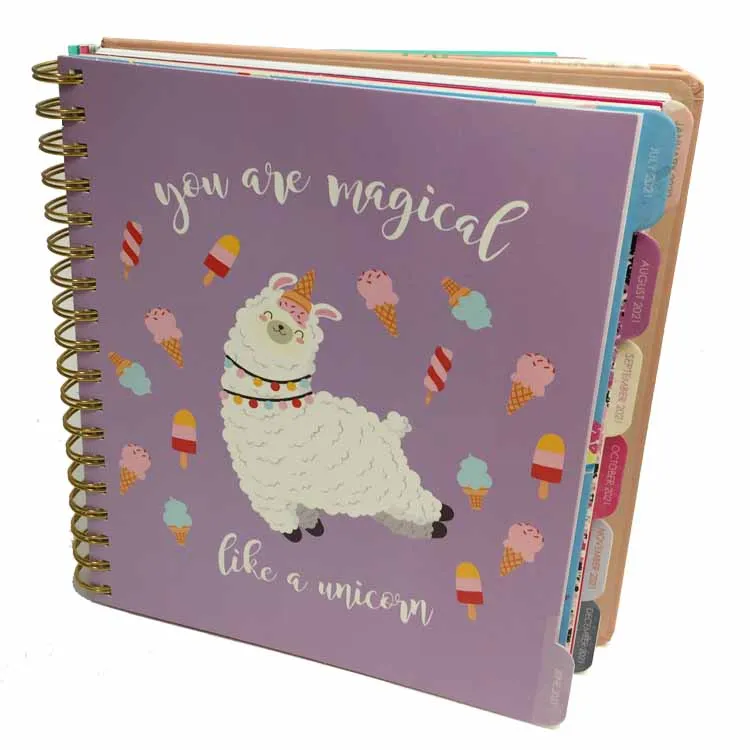 Custom Printing Daily To-do Planner 8.5*11inch Twin-ring Binding Organizer Notebook Business Work Planner with 18 Month Tabs