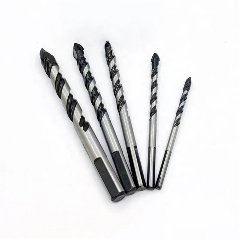 Multifunctional black triangular drill bit drilling ceramic tiles red bricks  concrete   ceramic marble