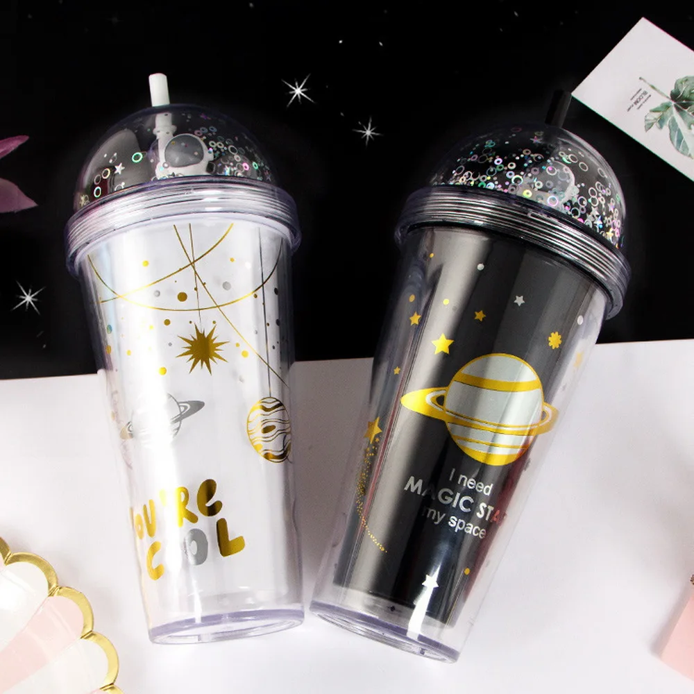 Пластиковые стаканы 18 унций с купольными крышками и соломинкой