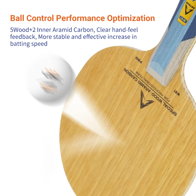 Loki New Arrival W81 2 Inner Aramid Carbon 5 Wood High Performance Blade Table Tennis