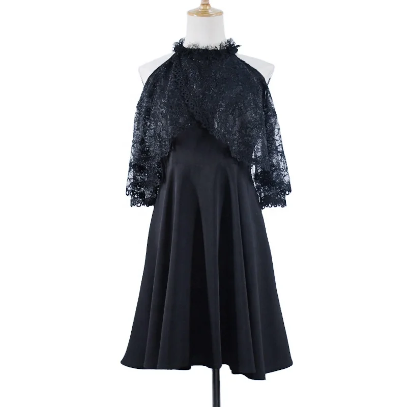 Прямая продажа с фабрики Fakifii, высококачественное повседневное женское платье, элегантные женские черные кружевные платья