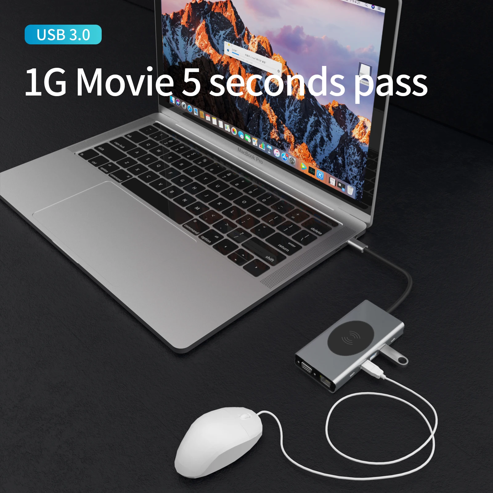 Macbook usb c концентратор 13 в 1 кабель с разъемами типа C и PD HD-MI SD TF AUDIO3.5 VGA RJ45 USB-C2.0 USB-C3.0 USB3.0 * 2 USB2.0 беспроводной