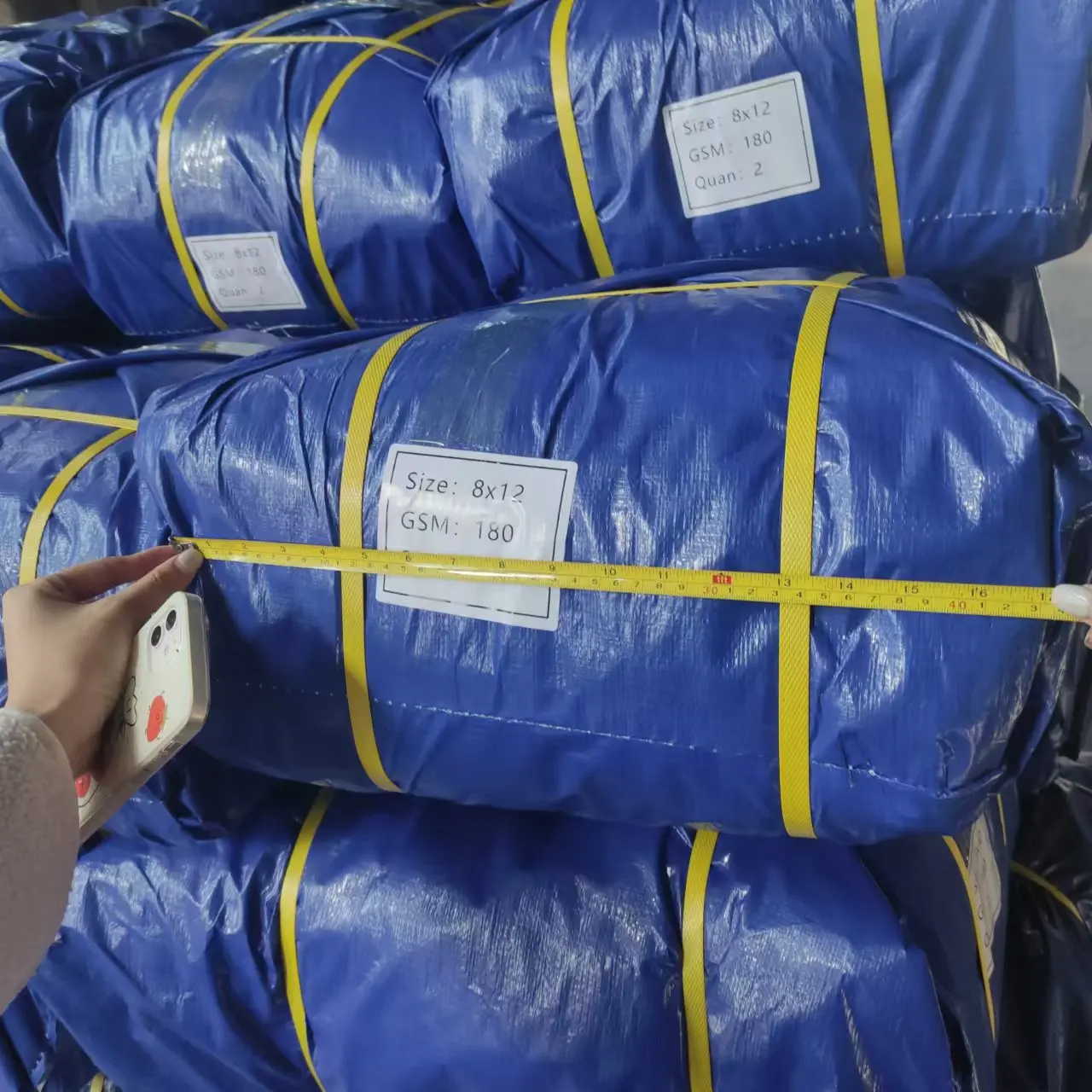 8x12m 180GSM Dark Blue Silver Tarpaulin PE Roof Tops Tents For Sale