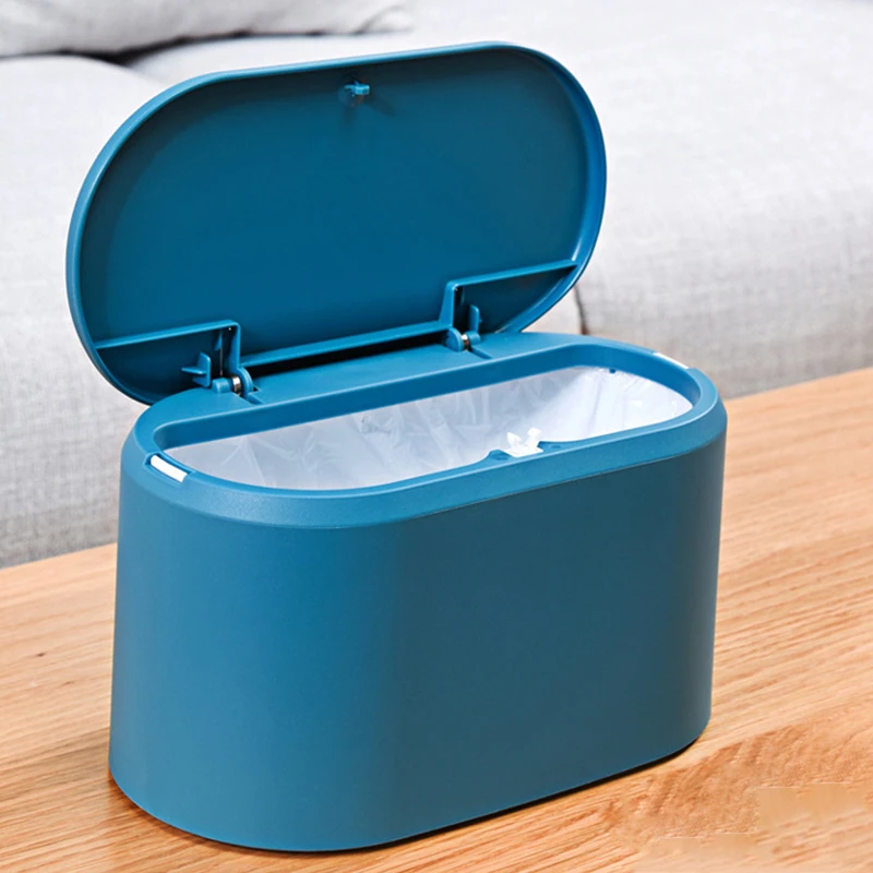 Push-type Pop Lid Office Bedroom Car Counter Top Small Nordic Wind Ins Garbage Plastic Trash Bin Small Mini Desktop Trash Can