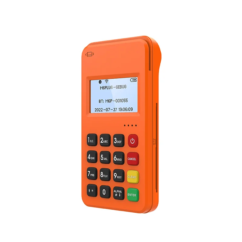 Handheld mPOS terminal accept chip and Pin, magstripe and NFC payment BT Wifi USB connective M6 PLUS