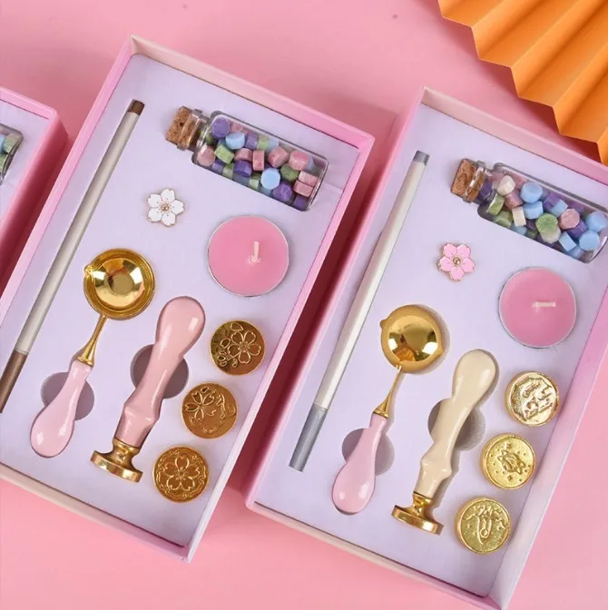 Birthday gift fire lacquer stamp set A variety of replaceable stamp macaron color set gift box