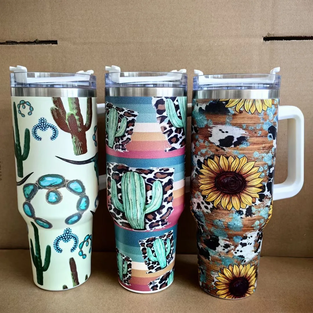 40 OZ Personalized Western Leopard Cow Tumbler