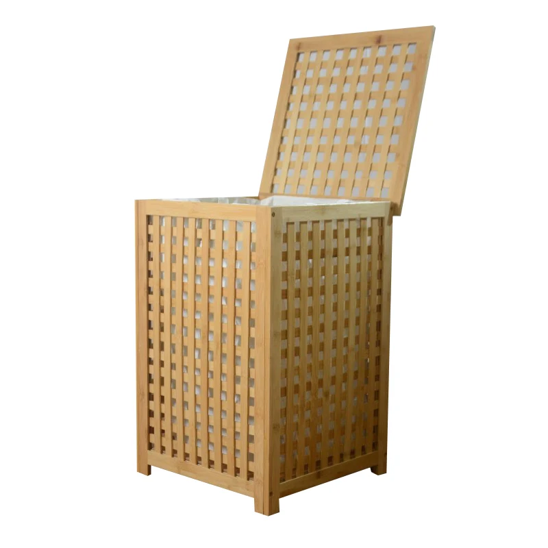 Eco Friendly Wood Bamboo Laundry Basket With Lid