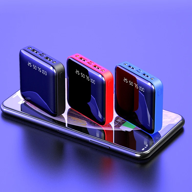 Mini 10000mAh Power Bank 5000mah External Battery Charger Digital PowerBank Dual USB Charge with LED Light