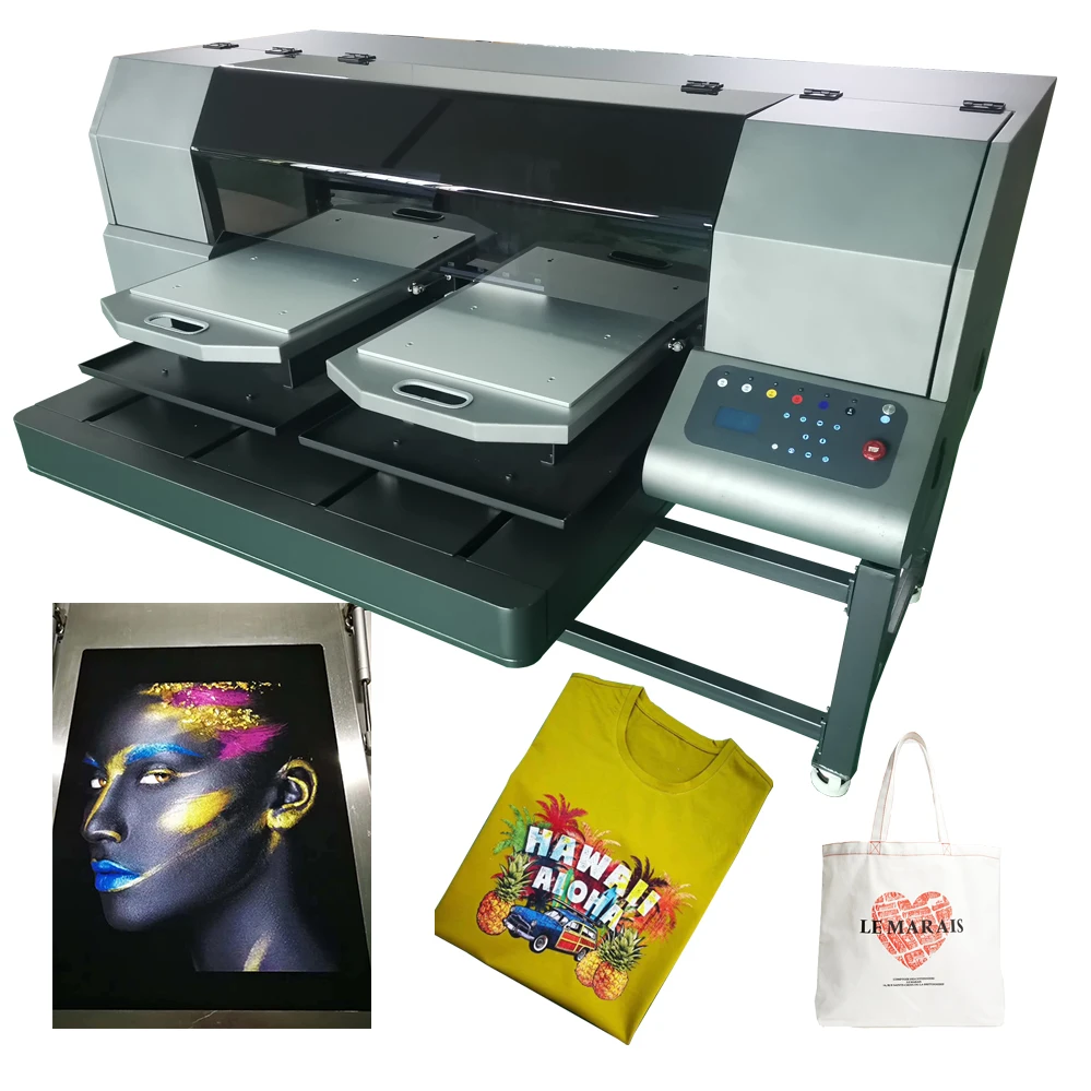 digital A2 Direct to Garment Fabric double station Printing Machine 6 Color DTG Printer for T-Shirts Hoodie Socks Bags Jersey