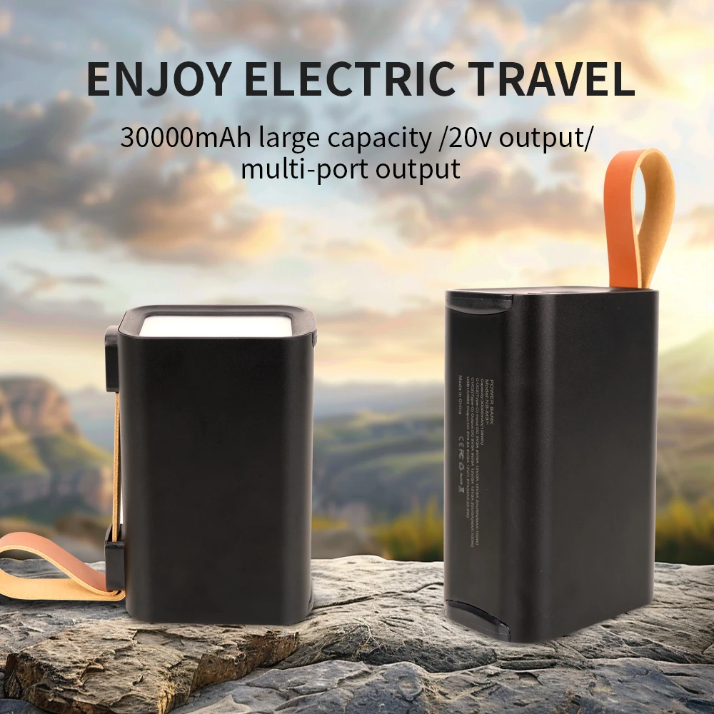 ODM Portable Power Bank Outdoor Travel Power Banks 30000Mah Fast Charger Powerbank with LED Light