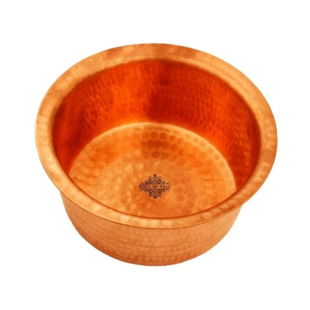 IndianArtVilla Hammered Copper Patila Handi Casserole For Restaurant and Home Daily Use