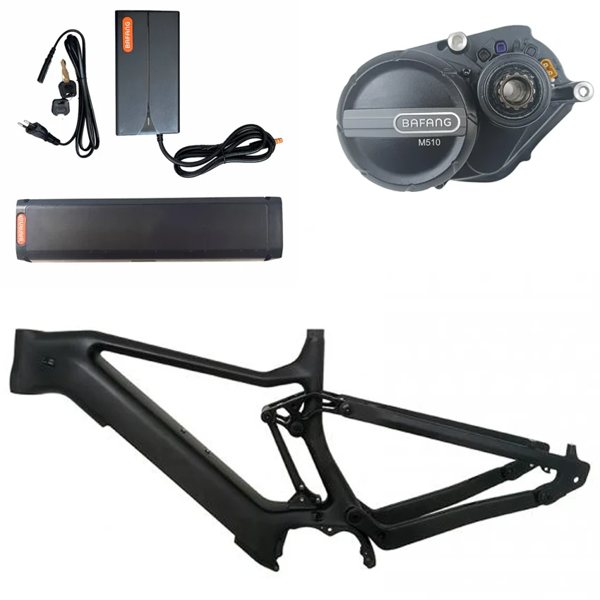 Joyebikes Hot Sale Bafang M510 M600 full suspension carbon fiber electric bike frame bicycle frame for 43v battery