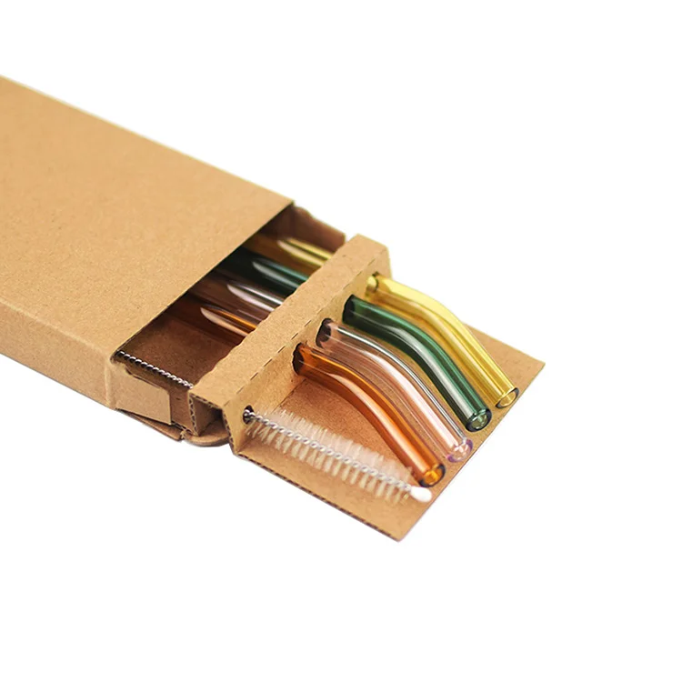  Eco-Friendly reusable colorful borosilicate glass straw